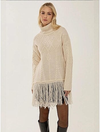 Pull à col roulé à pompons
