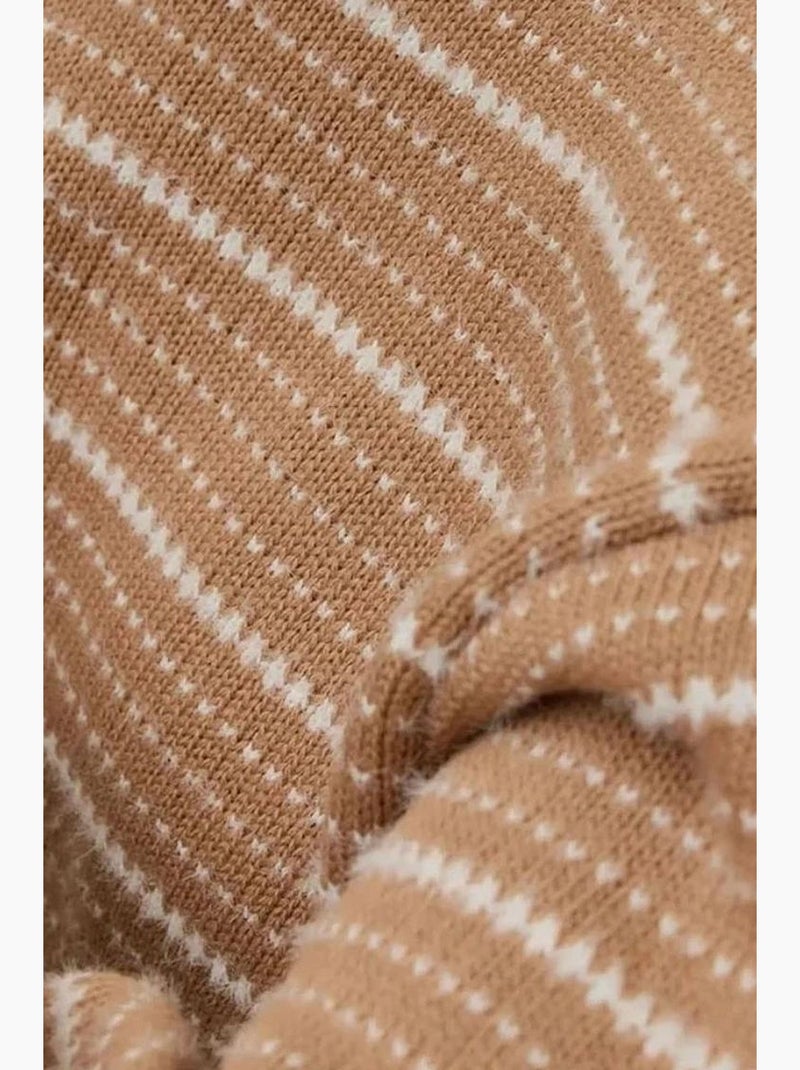 Pull à col roulé à rayures épaisses hiccup Beige argile - Kiabi