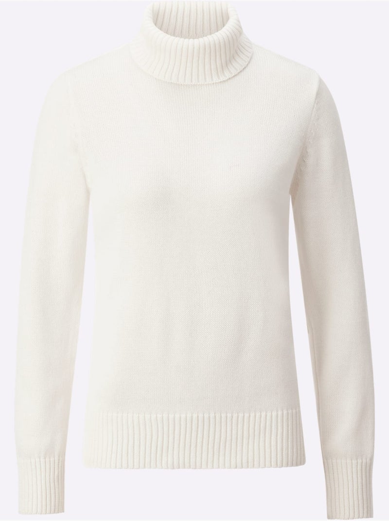 Pull à Col Roulé Avec Coton - Taille Standard - Witt Blanc cassé - Kiabi