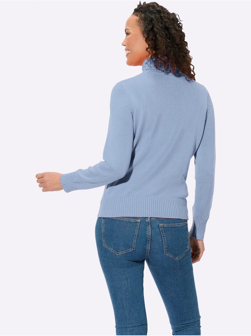Pull à Col Roulé Avec Coton - Taille Standard - Witt Bleu ciel - Kiabi