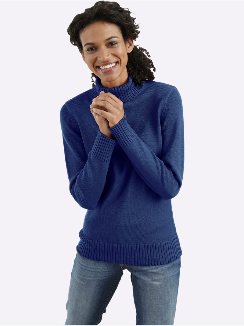 Pull à Col Roulé Avec Coton - Taille Standard - Witt Bleu roi - Kiabi