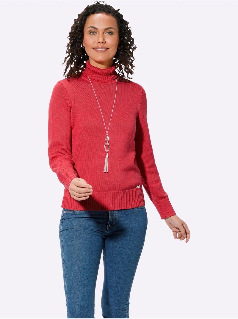Pull à col roulé avec coton - taille standard - witt Corail - Kiabi