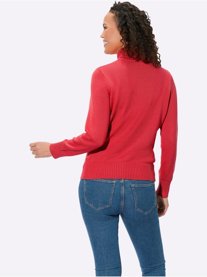 Pull à col roulé avec coton - taille standard - witt Corail - Kiabi