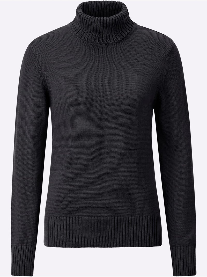 Pull à Col Roulé Avec Coton - Taille Standard - Witt Noir - Kiabi