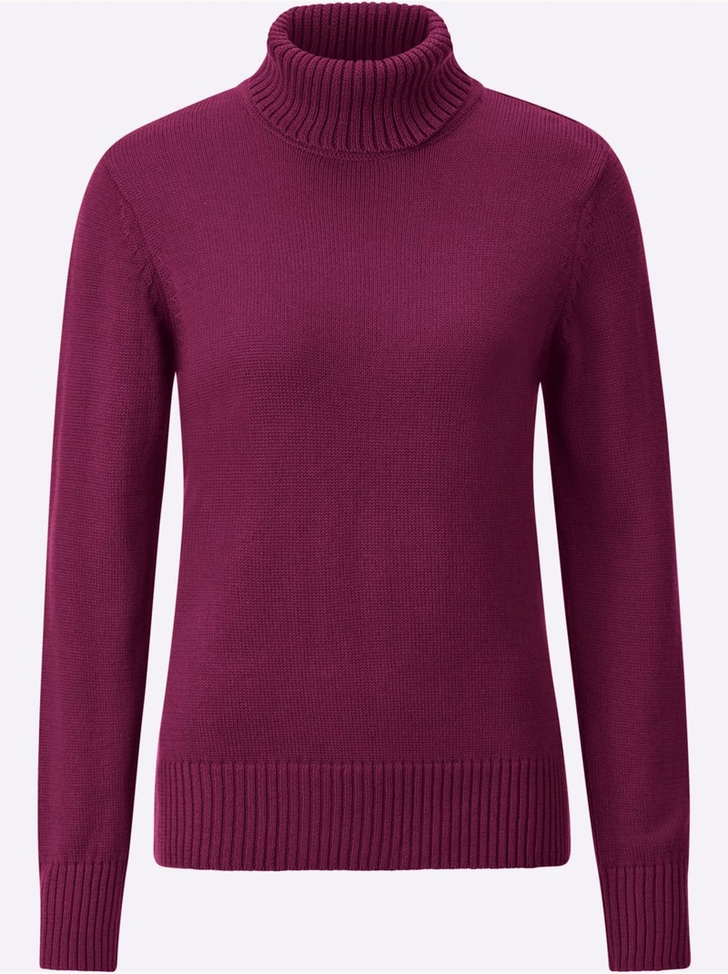 Pull à Col Roulé Avec Coton - Taille Standard - Witt Rose fushia - Kiabi