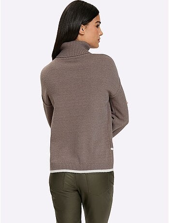 Pull à col roulé base asymétrique tendance - taille standard - helline