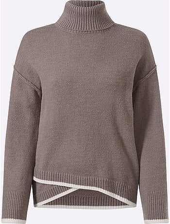 Pull à col roulé base asymétrique tendance - taille standard - helline