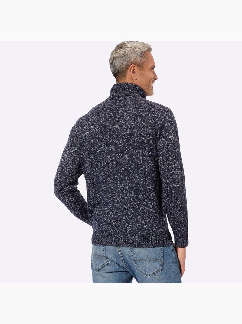 Pull à col roulé bel aspect chiné - taille standard - moda vilona Bleu marine - Kiabi