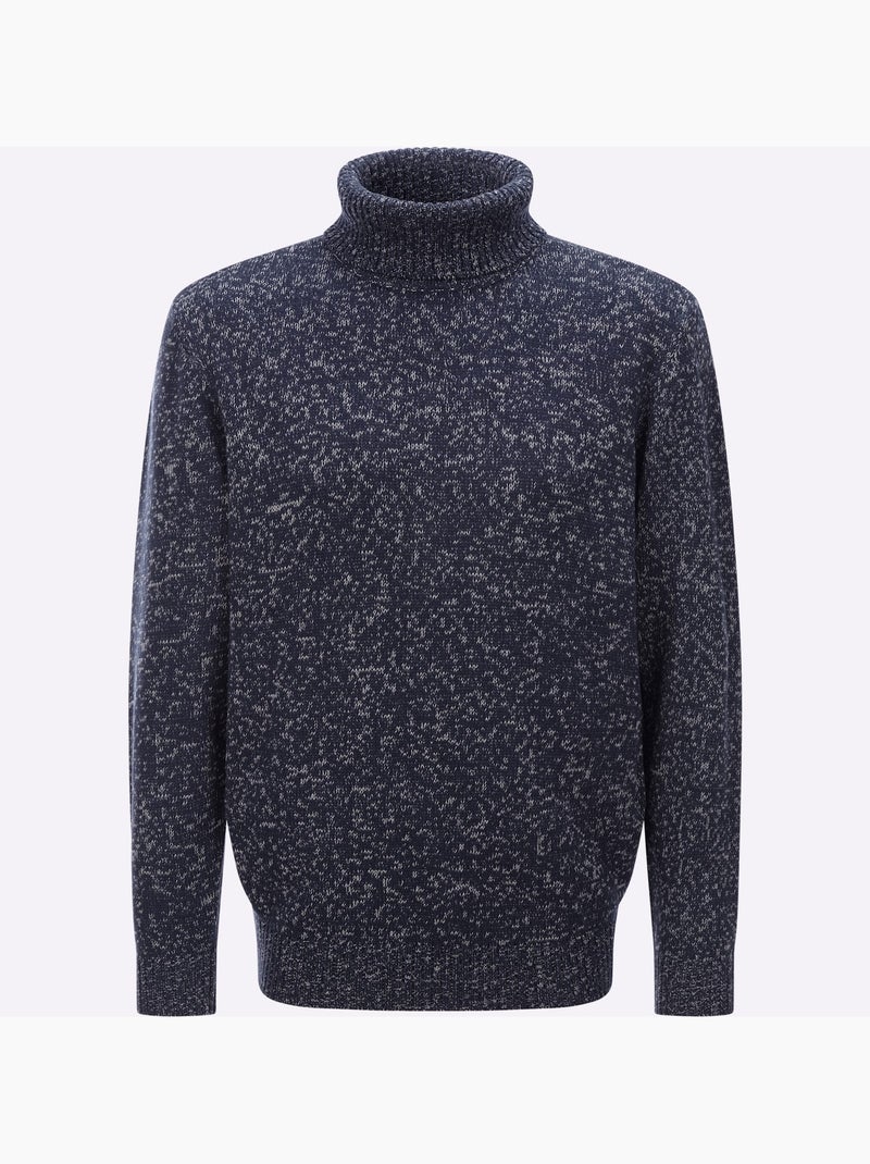 Pull à col roulé bel aspect chiné - taille standard - moda vilona Bleu marine - Kiabi