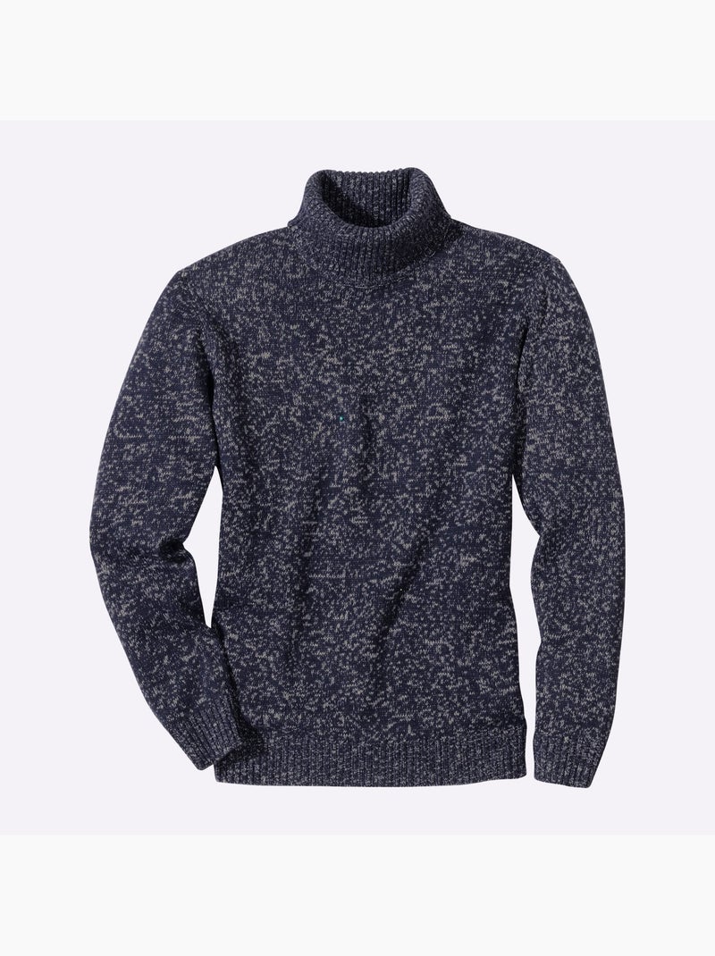 Pull à col roulé bel aspect chiné - taille standard - moda vilona Bleu marine - Kiabi