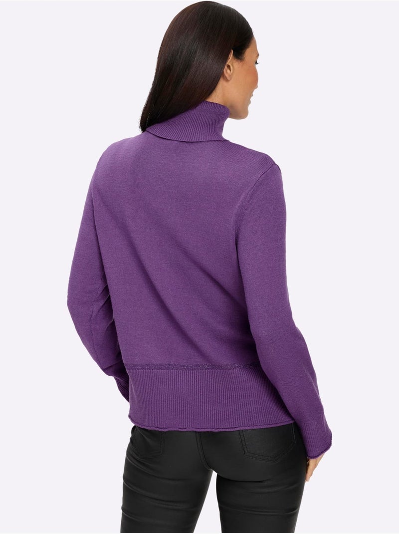 Pull à Col Roulé Col Roulé Flatteur - Taille Standard - Helline Mauve lilas - Kiabi