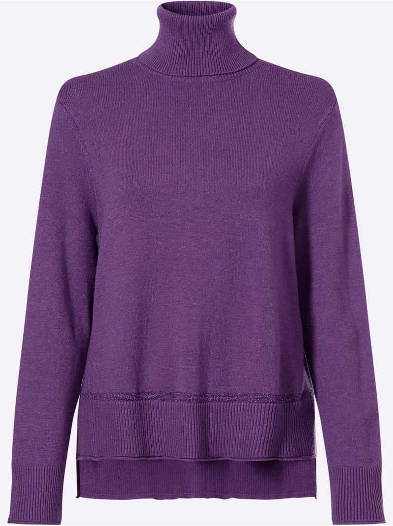 Pull à Col Roulé Col Roulé Flatteur - Taille Standard - Helline Mauve lilas - Kiabi