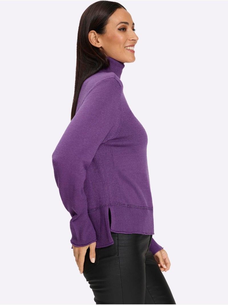Pull à Col Roulé Col Roulé Flatteur - Taille Standard - Helline Mauve lilas - Kiabi