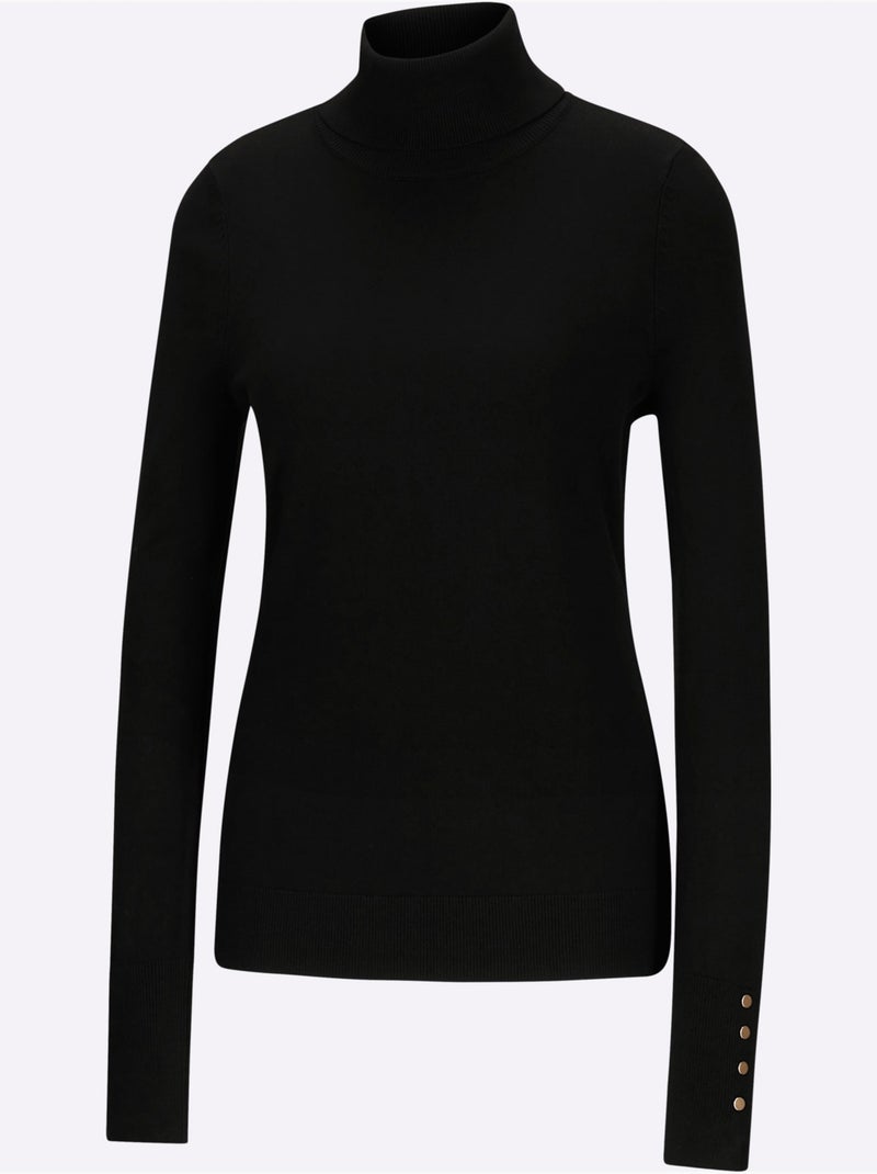 Pull à Col Roulé Col Roulé Flatteur - Taille Standard - Helline Noir - Kiabi