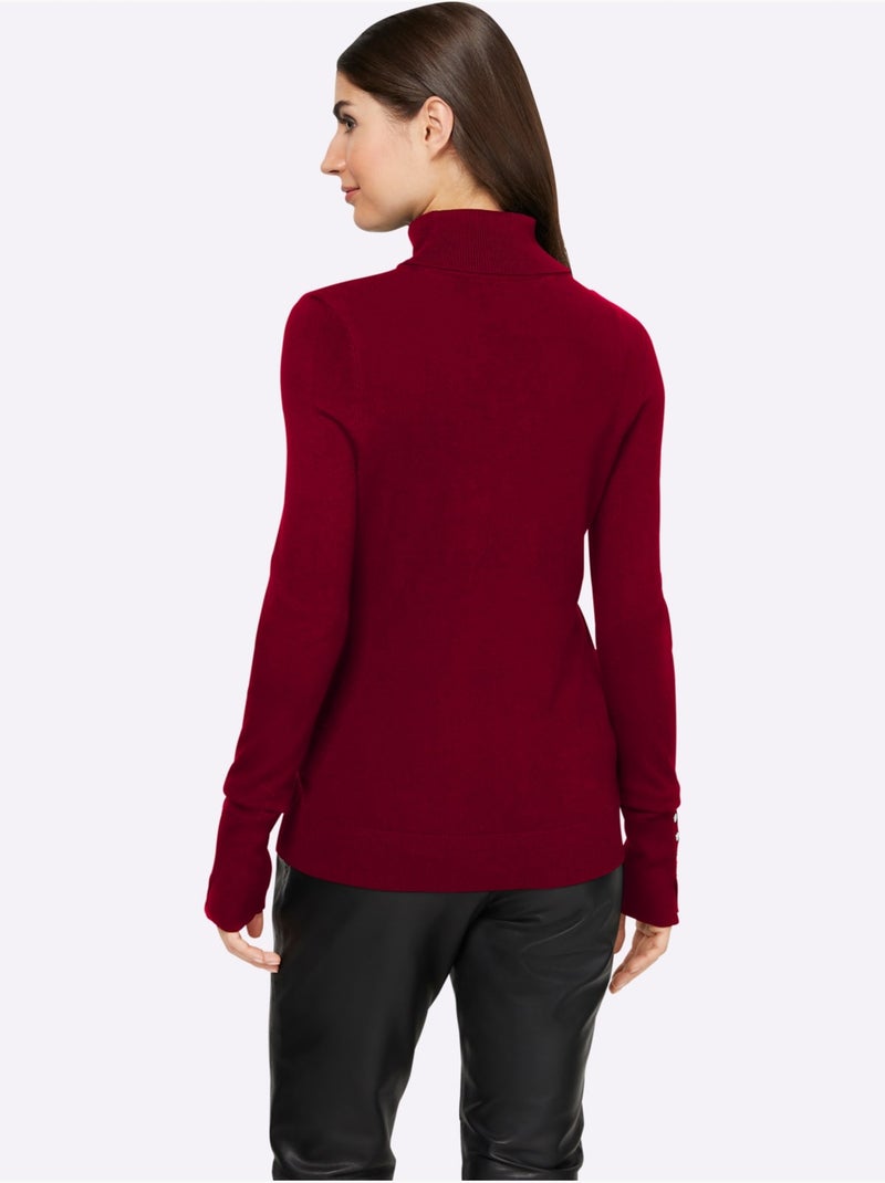 Pull à Col Roulé Col Roulé Flatteur - Taille Standard - Helline Rouge foncé - Kiabi