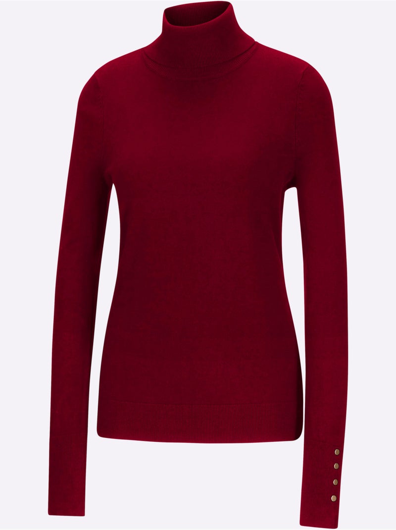 Pull à Col Roulé Col Roulé Flatteur - Taille Standard - Helline Rouge foncé - Kiabi