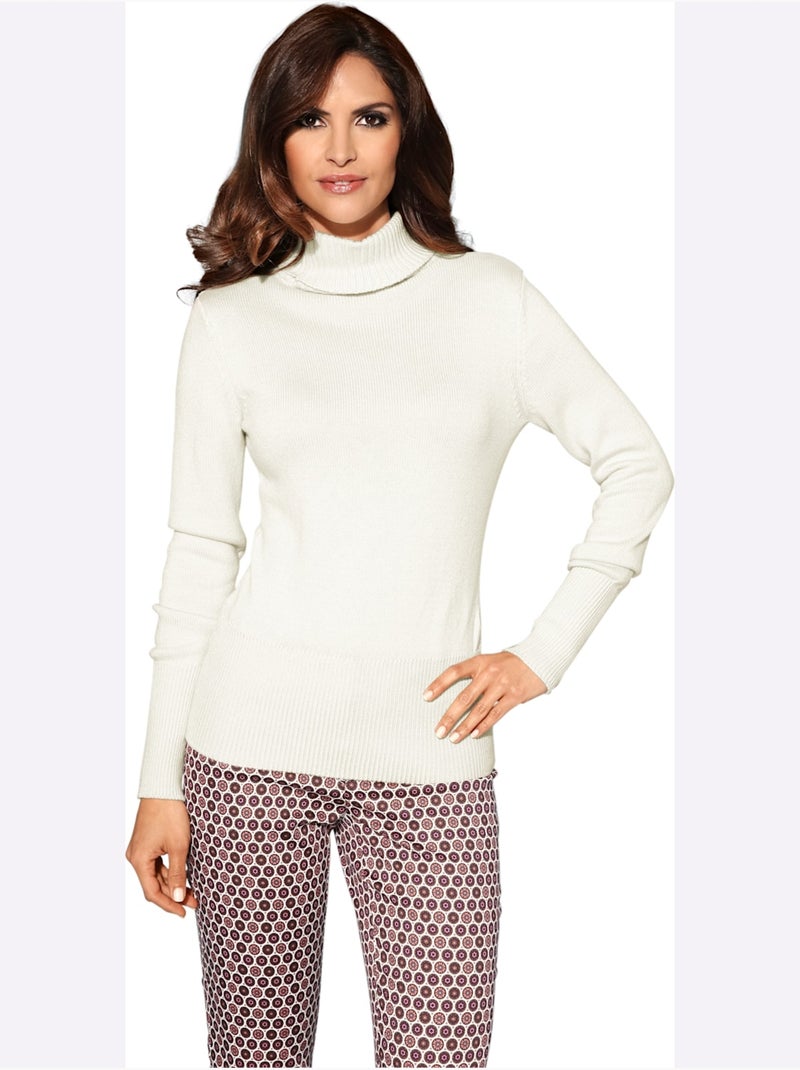 Pull à Col Roulé Contenant Du Cachemire - Taille Standard - Helline Blanc cassé - Kiabi