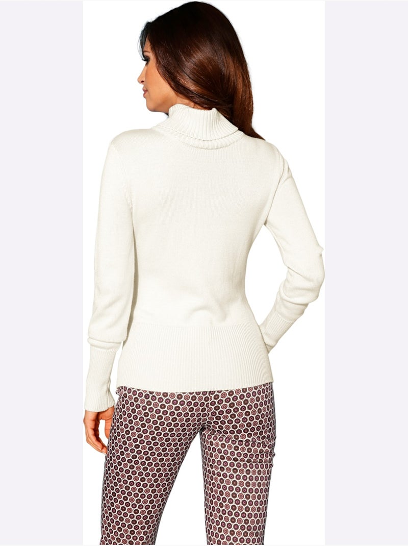 Pull à Col Roulé Contenant Du Cachemire - Taille Standard - Helline Blanc cassé - Kiabi