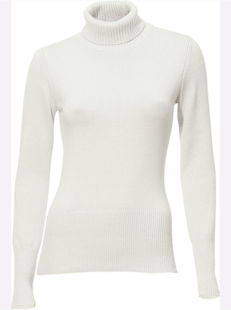 Pull à Col Roulé Contenant Du Cachemire - Taille Standard - Helline Blanc cassé - Kiabi
