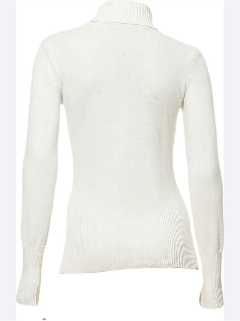 Pull à Col Roulé Contenant Du Cachemire - Taille Standard - Helline Blanc cassé - Kiabi