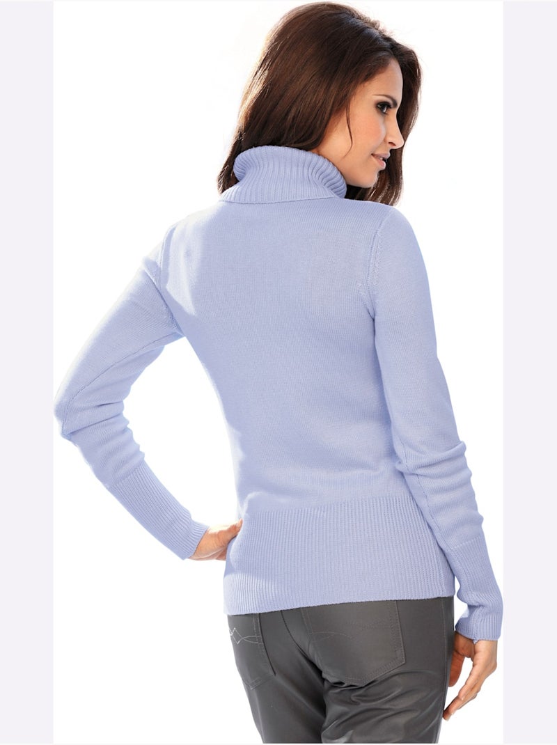 Pull à Col Roulé Contenant Du Cachemire - Taille Standard - Helline Bleu clair - Kiabi