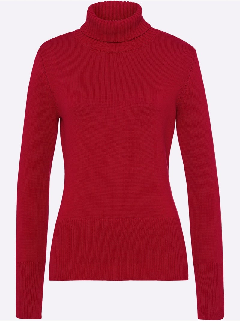 Pull à Col Roulé Contenant Du Cachemire - Taille Standard - Helline Rouge - Kiabi