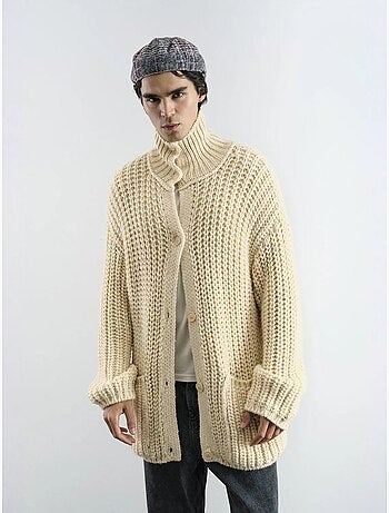 Pull à col roulé côtelé oversize avec fermeture à boutons giesto
