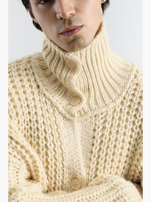Pull à col roulé côtelé oversize avec fermeture à boutons giesto - Kiabi Pull à col roulé côtelé oversize avec fermeture à boutons giesto - Kiabi