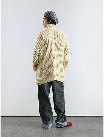 Pull à col roulé côtelé oversize giesto avec fermeture à boutons