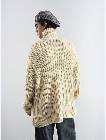 Pull à col roulé côtelé oversize giesto avec fermeture à boutons