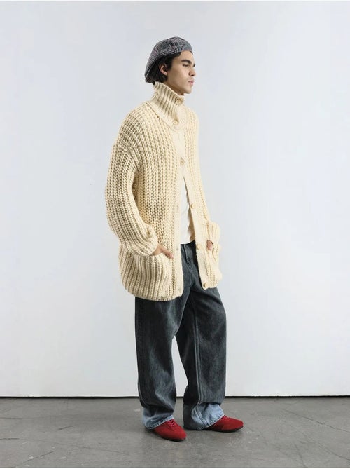 Pull à col roulé côtelé oversize giesto avec fermeture à boutons - Kiabi Pull à col roulé côtelé oversize giesto avec fermeture à boutons - Kiabi
