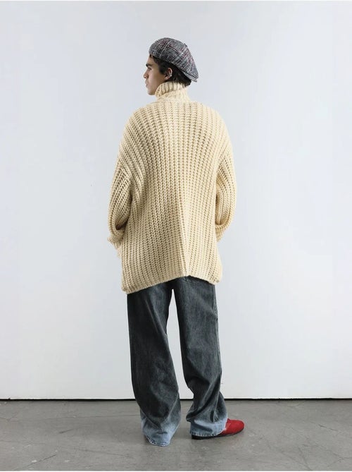 Pull à col roulé côtelé oversize giesto avec fermeture à boutons - Kiabi Pull à col roulé côtelé oversize giesto avec fermeture à boutons - Kiabi