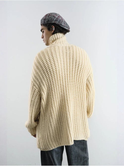 Pull à col roulé côtelé oversize giesto avec fermeture à boutons - Kiabi Pull à col roulé côtelé oversize giesto avec fermeture à boutons - Kiabi
