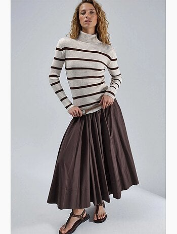 Pull à col roulé côtelé rayé my fashion