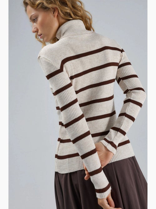Pull à col roulé côtelé rayé my fashion - Kiabi