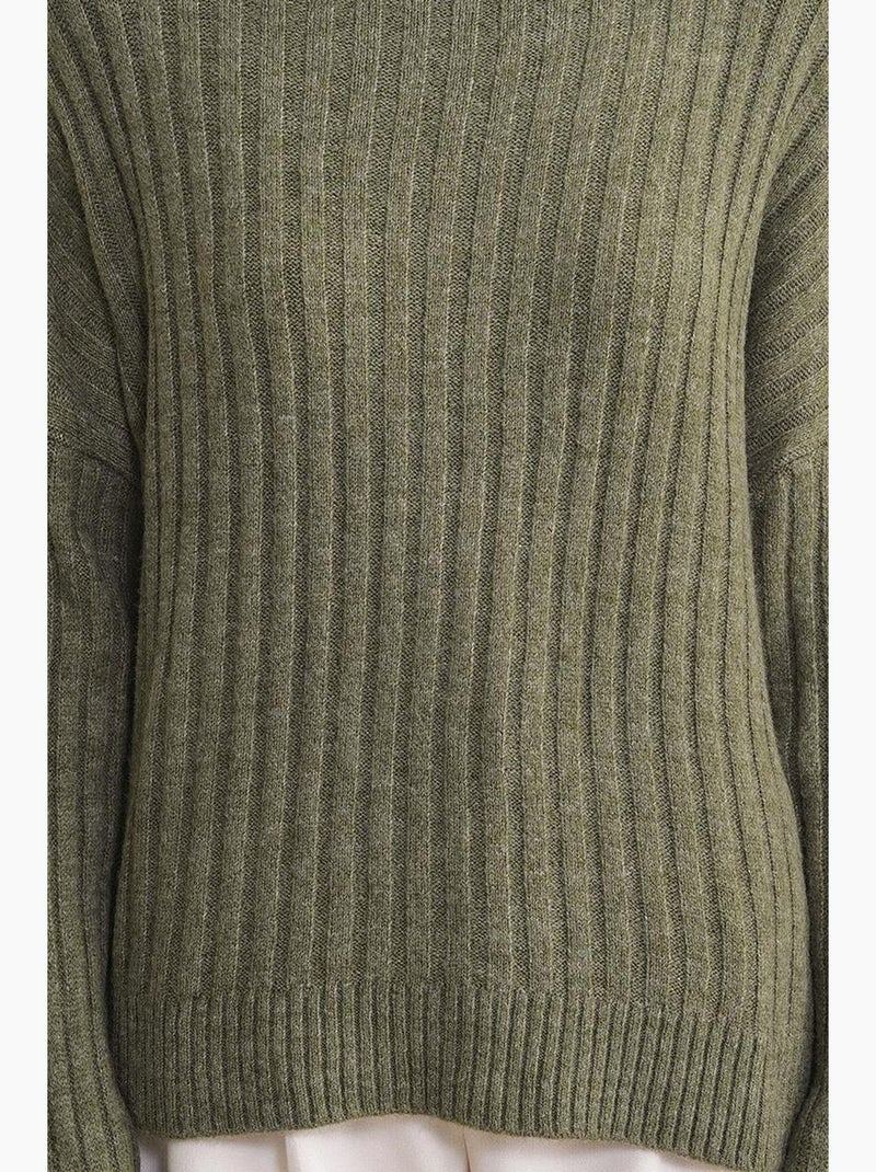 Pull à col roulé côtelé surdimensionné mixray Kaki - Kiabi