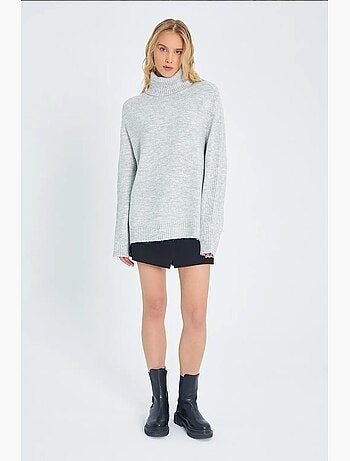 Pull à col roulé côtelé texturé mixray