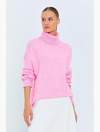 Pull à col roulé côtelé texturé mixray