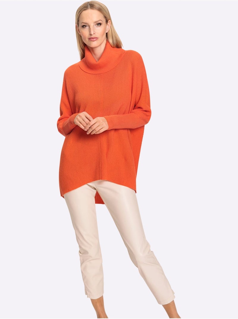 Pull à Col Roulé Coupe Ample - Taille Standard - Helline Orange - Kiabi
