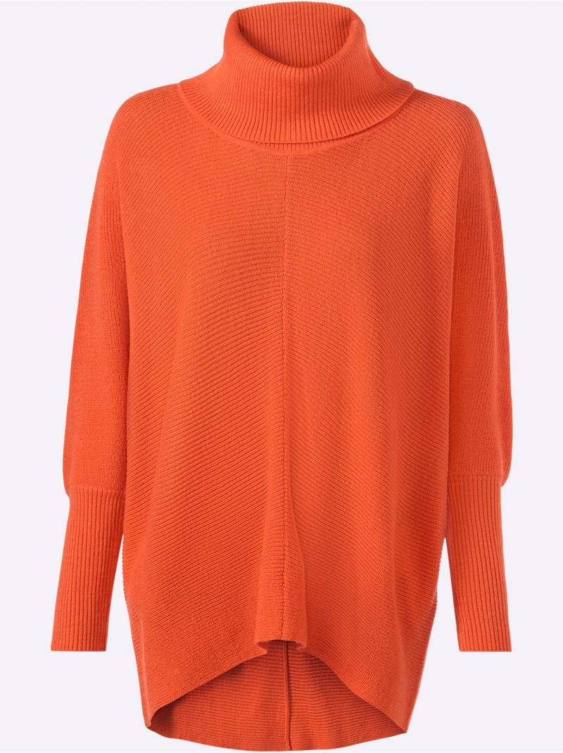 Pull à Col Roulé Coupe Ample - Taille Standard - Helline Orange - Kiabi