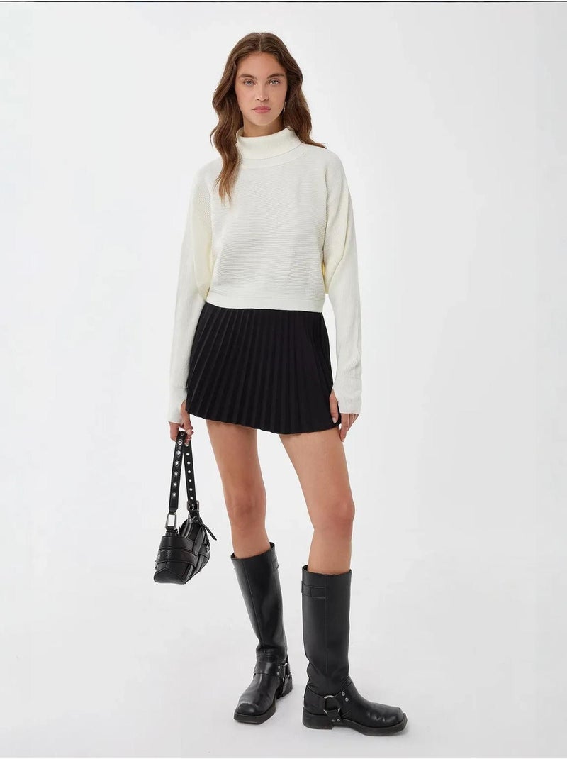 Pull à col roulé coupe décontractée Blanc - Kiabi