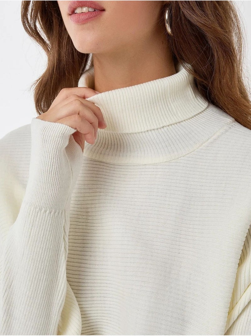 Pull à col roulé coupe décontractée Blanc - Kiabi