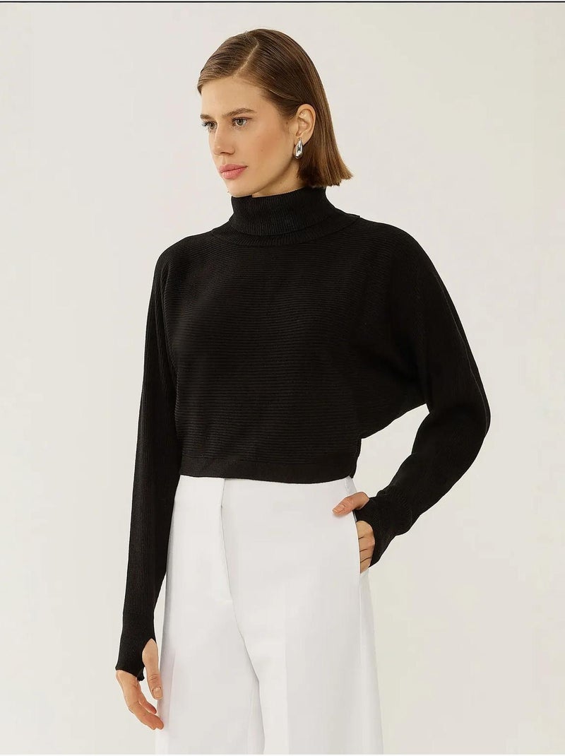Pull à col roulé coupe décontractée Noir - Kiabi