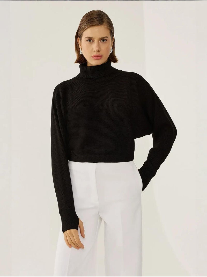 Pull à col roulé coupe décontractée Noir - Kiabi