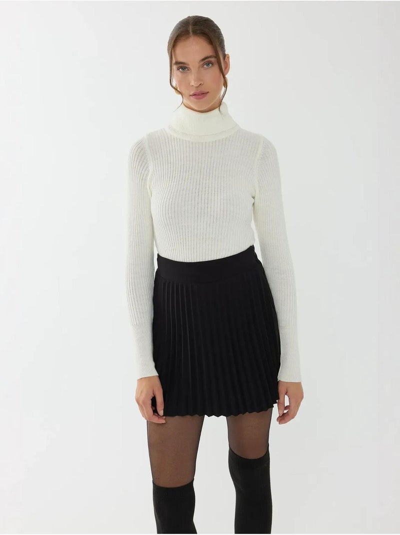 Pull à col roulé coupe slim Blanc - Kiabi