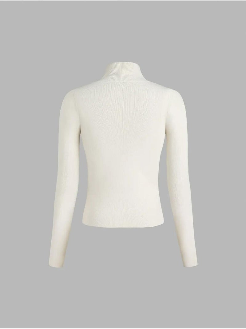 Pull à col roulé coupe slim Blanc - Kiabi