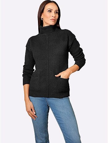 Pull à col roulé couture centrale devant - taille standard - helline