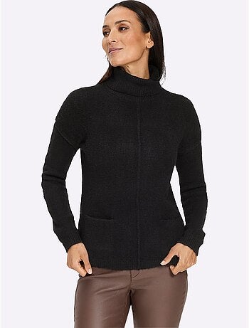 Pull à col roulé couture centrale devant - taille standard - helline