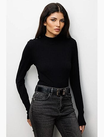 Pull à col roulé en maille d'épaisseur moyenne mixray