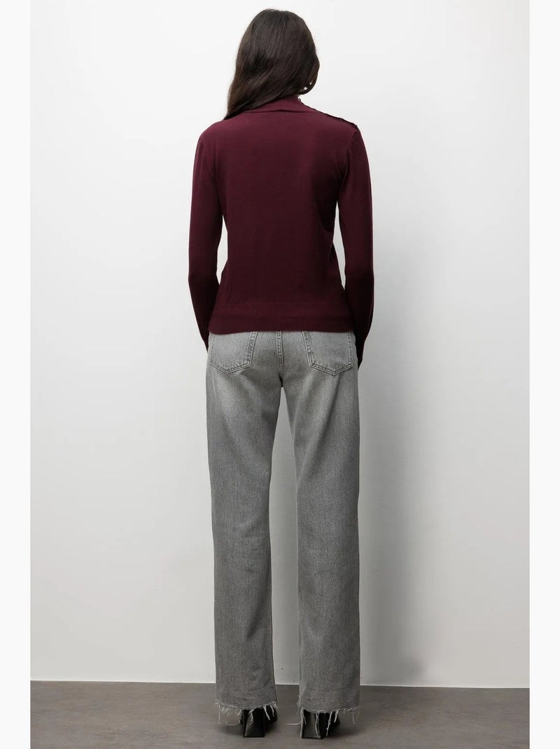 Pull à col roulé en maille d'épaisseur moyenne mixray Rouge bordeaux - Kiabi